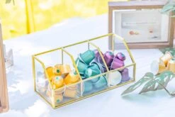 Glass Gold Tea Bag Box, 3 Compartments Box, Tea Lovers Gift Box, Tea Organizer, Christmas Gift -Glass Plant Store 290A6397