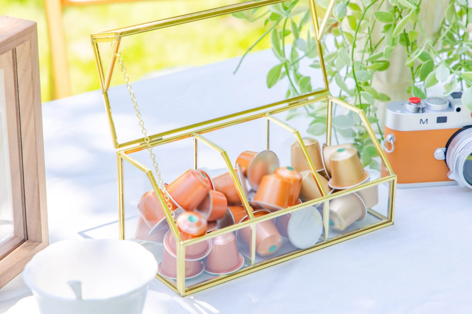 Glass Gold Tea Bag Box, 3 Compartments And Lid Storage Box, Tea Lovers Gift Box, Tea Organizer, Christmas Gift 6 Glass Gold Tea Bag Box, 3 Compartments And Lid Storage Box, Tea Lovers Gift Box, Tea Organizer, Christmas Gift - Image 6