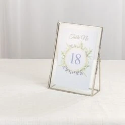 Silver Brass Tabletop Vintage Frame Geometric Ornament Plant Specimen Clip Modern Decor Card Holder 5X7" Reception -Glass Plant Store 290A7383 a3083cae cd71 4b00 b9d6 70a66ed2dd7a