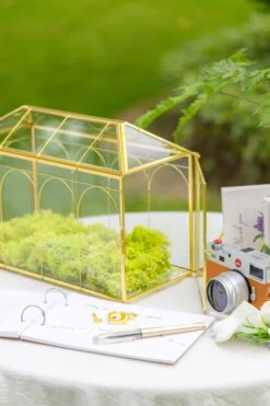 12.6" Handmade Victorian Church Gold Wedding Card Box With Slot And Lock 23 12.6" Handmade Victorian Church Gold Wedding Card Box With Slot And Lock -Glass Plant Store 290A8996