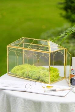 12.6" Handmade Victorian Church Gold Wedding Card Box With Slot And Lock 24 12.6" Handmade Victorian Church Gold Wedding Card Box With Slot And Lock -Glass Plant Store 290A8999