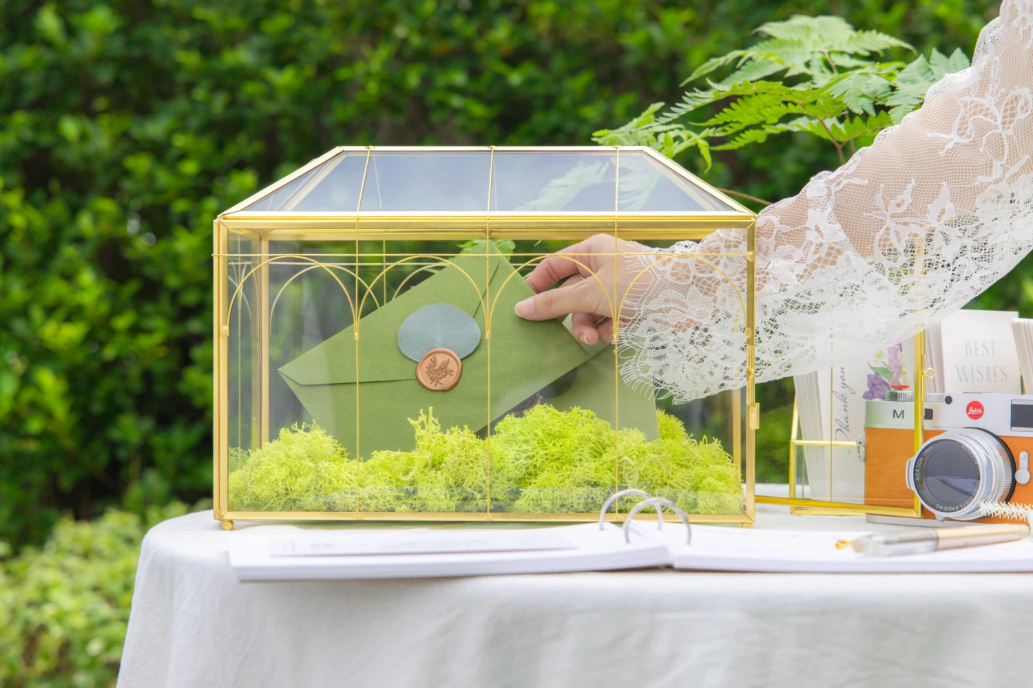 12.6" Handmade Victorian Church Gold Wedding Card Box With Slot And Lock 8 12.6" Handmade Victorian Church Gold Wedding Card Box With Slot And Lock - Image 8