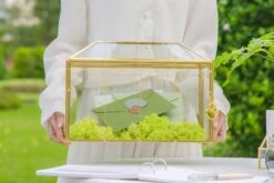 12.6" Handmade Victorian Church Gold Wedding Card Box With Slot And Lock 29 12.6" Handmade Victorian Church Gold Wedding Card Box With Slot And Lock -Glass Plant Store 290A9033