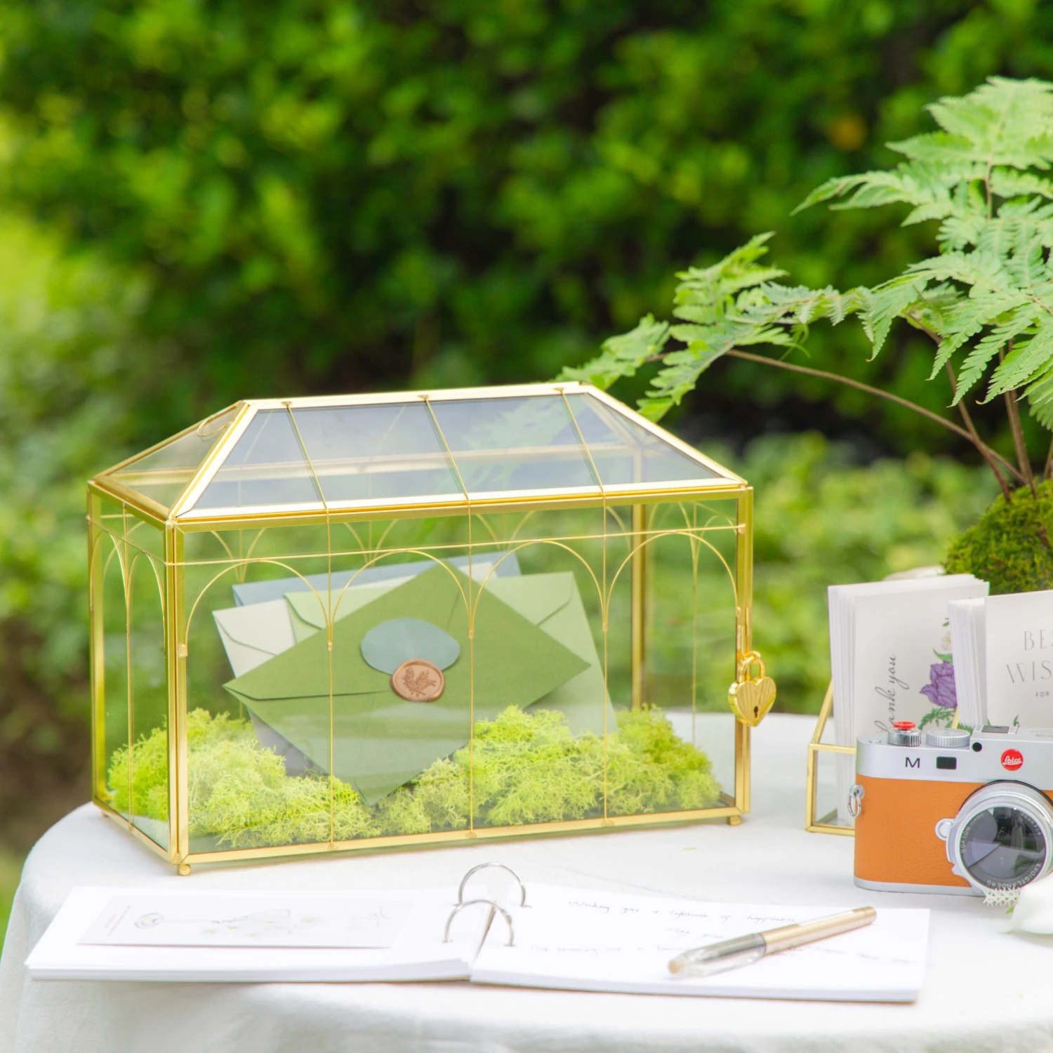 12.6" Handmade Victorian Church Gold Wedding Card Box With Slot And Lock 1 12.6" Handmade Victorian Church Gold Wedding Card Box With Slot And Lock