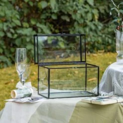 Lockable Black Geometric Glass Card Box Terrarium Foot Handmade Rectangular For Wedding Reception Wishwell Keepsake 23 Lockable Black Geometric Glass Card Box Terrarium Foot Handmade Rectangular For Wedding Reception Wishwell Keepsake -Glass Plant Store 290A9124