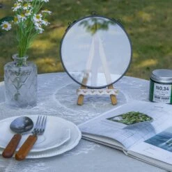 6" Black Wall Hanging RoundHerbarium Brass Glass Frame For Pressed Flowers, Poster, Double Glass, Floating Frame -Glass Plant Store 290A9310