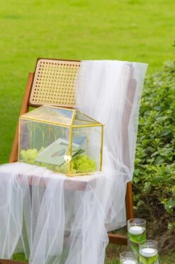 12.6" Handmade Victorian Church Gold Wedding Card Box With Slot And Lock 39 12.6" Handmade Victorian Church Gold Wedding Card Box With Slot And Lock -Glass Plant Store 290A9599