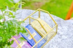 Glass Gold Tea Bag Box, 3 Compartments Box, Tea Lovers Gift Box, Tea Organizer, Christmas Gift -Glass Plant Store 290A9753