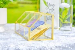 Glass Gold Tea Bag Box, 3 Compartments Box, Tea Lovers Gift Box, Tea Organizer, Christmas Gift -Glass Plant Store 290A9775
