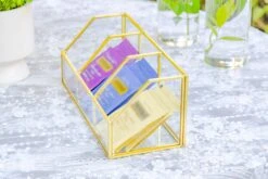Glass Gold Tea Bag Box, 3 Compartments Box, Tea Lovers Gift Box, Tea Organizer, Christmas Gift -Glass Plant Store 290A9783