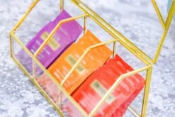 Glass Gold Tea Bag Box, 3 Compartments And Lid Storage Box, Tea Lovers Gift Box, Tea Organizer, Christmas Gift 29 Glass Gold Tea Bag Box, 3 Compartments And Lid Storage Box, Tea Lovers Gift Box, Tea Organizer, Christmas Gift -Glass Plant Store 290A9869