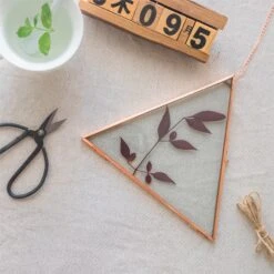 Hanging Triangle Herbarium Copper Glass Frame For Pressed Flowers Dried Flowers Poster -Glass Plant Store 3041