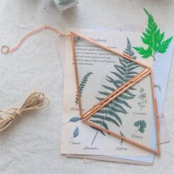 Hanging Triangle Herbarium Copper Glass Frame For Pressed Flowers Dried Flowers Poster -Glass Plant Store 3056
