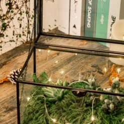 Black Geometric Glass Card Box Terrarium Foot Latch Handmade Rectangular For Wedding Receiption Wishwell Keepsake -Glass Plant Store 5193