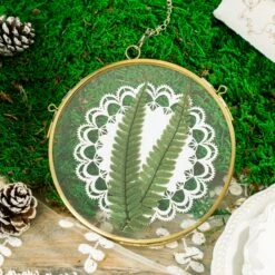 NCYP Wall Hanging Round 5" 4.3" Herbarium Brass Glass Frame For Pressed Flowers, Dried Flowers, Poster, Double Glass, Floating Frame -Glass Plant Store 5735