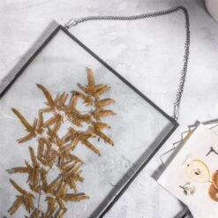 Handmade Black Large Wall Hanging Brass Glass Artwork Certificate Photo Display Floating Frame -Glass Plant Store 8857