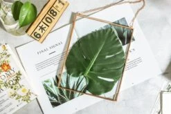 Handmade Large Wall Hanging Pure Copper Glass Artwork Certificate Photo Display Floating Frame -Glass Plant Store 8879