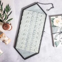 NCYP Vintage Black Brass Floating Hanging Glass Long Hexagon Photo Frame For Fern, Pressed Flower 13 NCYP Vintage Black Brass Floating Hanging Glass Long Hexagon Photo Frame For Fern, Pressed Flower -Glass Plant Store 8917