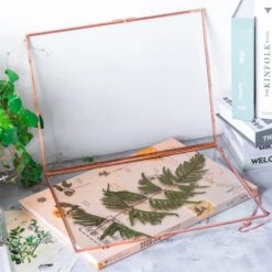 Handmade Large Wall Hanging Pure Copper Glass Artwork Certificate Photo Display Floating Frame -Glass Plant Store 9131