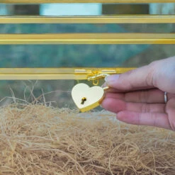 NCYP Wedding Card Box With Slot And Lock - 9.8x5.6x7.7 Inches - Gold Glass Envelope Box With Lid For Birthday Party Reception - Vintage Rectangular Centerpiece Decoration Handmade (Glass Box Only) -Glass Plant Store G01A1402