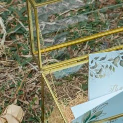 NCYP Wedding Card Box With Slot And Lock - 9.8x5.6x7.7 Inches - Gold Glass Envelope Box With Lid For Birthday Party Reception - Vintage Rectangular Centerpiece Decoration Handmade (Glass Box Only) -Glass Plant Store G01A1483