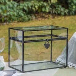 Lockable Black Geometric Glass Card Box Terrarium Foot Handmade Rectangular For Wedding Reception Wishwell Keepsake 28 Lockable Black Geometric Glass Card Box Terrarium Foot Handmade Rectangular For Wedding Reception Wishwell Keepsake -Glass Plant Store G01A2537