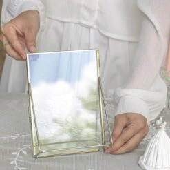 Silver Brass Tabletop Vintage Frame Geometric Ornament Plant Specimen Clip Modern Decor Card Holder 5X7" Reception -Glass Plant Store G01A2694 00467473 10fa 45e3 91b1 23d7cd9707d7