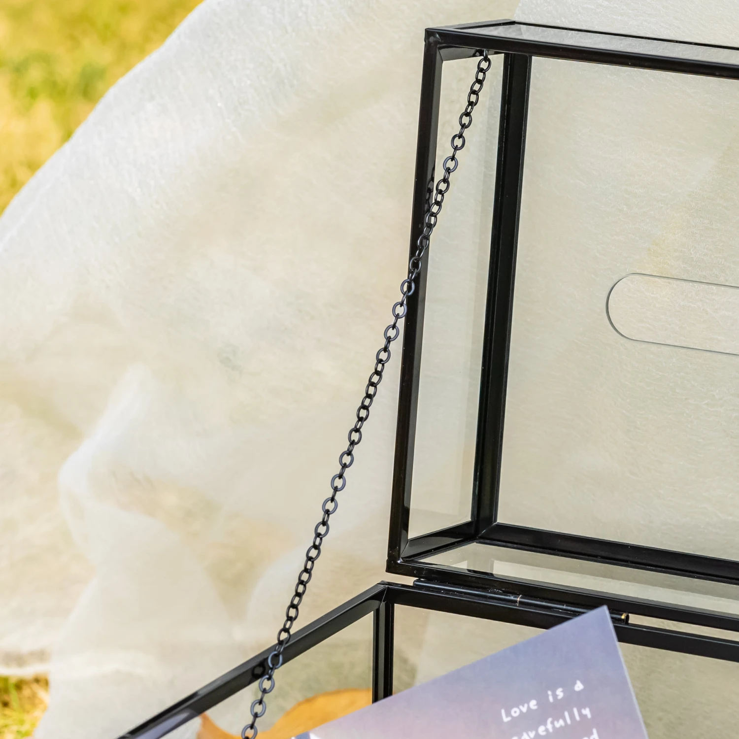 Lockable Black Geometric Glass Card Box Terrarium Foot Handmade Rectangular For Wedding Reception Wishwell Keepsake 13 Lockable Black Geometric Glass Card Box Terrarium Foot Handmade Rectangular For Wedding Reception Wishwell Keepsake - Image 13