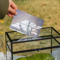 Lockable Black Geometric Glass Card Box Terrarium Foot Handmade Rectangular For Wedding Reception Wishwell Keepsake 30 Lockable Black Geometric Glass Card Box Terrarium Foot Handmade Rectangular For Wedding Reception Wishwell Keepsake -Glass Plant Store G01A2788