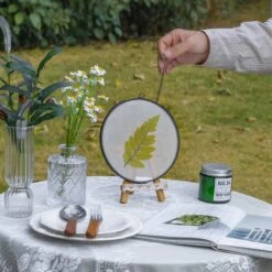 6" Black Wall Hanging RoundHerbarium Brass Glass Frame For Pressed Flowers, Poster, Double Glass, Floating Frame -Glass Plant Store G01A2881