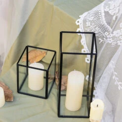 Short Handmade Black Glass Candle Holder, Square, 3.9" -Glass Plant Store G01A3020