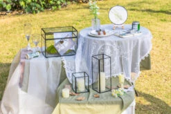 Tall Handmade Black Glass Candle Holder, Square, 9.8" Tall 34 Tall Handmade Black Glass Candle Holder, Square, 9.8" Tall -Glass Plant Store G01A3066