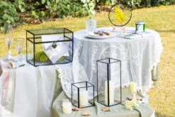 Short Handmade Black Glass Candle Holder, Square, 3.9" -Glass Plant Store G01A3072