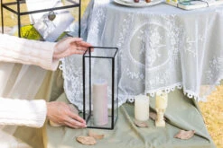 Tall Handmade Black Glass Candle Holder, Square, 9.8" Tall 27 Tall Handmade Black Glass Candle Holder, Square, 9.8" Tall -Glass Plant Store G01A3111 2