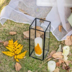 Tall Handmade Black Glass Candle Holder, Square, 9.8" Tall 29 Tall Handmade Black Glass Candle Holder, Square, 9.8" Tall -Glass Plant Store G01A3130