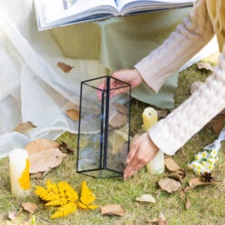 Tall Handmade Black Glass Candle Holder, Square, 9.8" Tall 32 Tall Handmade Black Glass Candle Holder, Square, 9.8" Tall -Glass Plant Store G01A3135 2