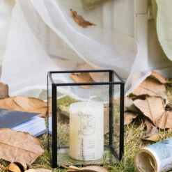 Short Handmade Black Glass Candle Holder, Square, 3.9" -Glass Plant Store G01A3145