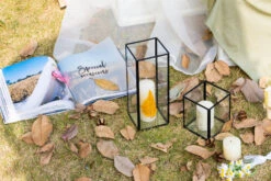 Tall Handmade Black Glass Candle Holder, Square, 9.8" Tall 30 Tall Handmade Black Glass Candle Holder, Square, 9.8" Tall -Glass Plant Store G01A3154