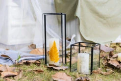 Short Handmade Black Glass Candle Holder, Square, 3.9" -Glass Plant Store G01A3161