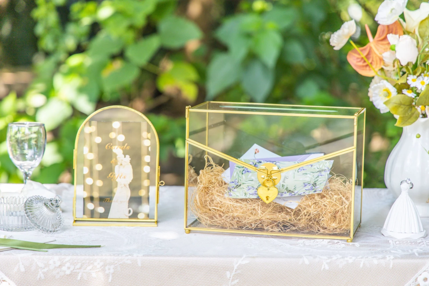 Handmade Envelope Shape Geometric Glass Wedding Card Box Terrarium With Slot, Heart Lock Key 14 Handmade Envelope Shape Geometric Glass Wedding Card Box Terrarium With Slot, Heart Lock Key - Image 14