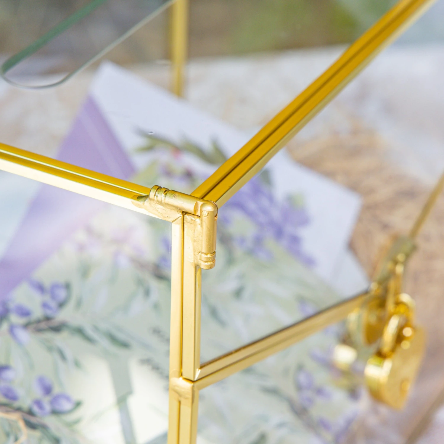 Handmade Envelope Shape Geometric Glass Wedding Card Box Terrarium With Slot, Heart Lock Key 5 Handmade Envelope Shape Geometric Glass Wedding Card Box Terrarium With Slot, Heart Lock Key - Image 5