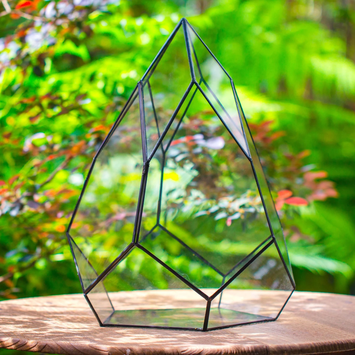 Large 16" Tall And Wide Teardrop Tin And Glass Terrarium, Close, With Door 2 Large 16" Tall And Wide Teardrop Tin And Glass Terrarium, Close, With Door - Image 2