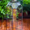 Vintage Tall Octagon Geometric Tin Glass Terrarium , 12.6" , Open, Suitable For Tall Plants, Orchid, Small Begonia Pitcher, Micro Landscape