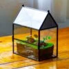 NCYP Simplified House Shape Glass Geometric Terrarium, With Side Door, With Mesh Vent Holes For Small Insects Pet