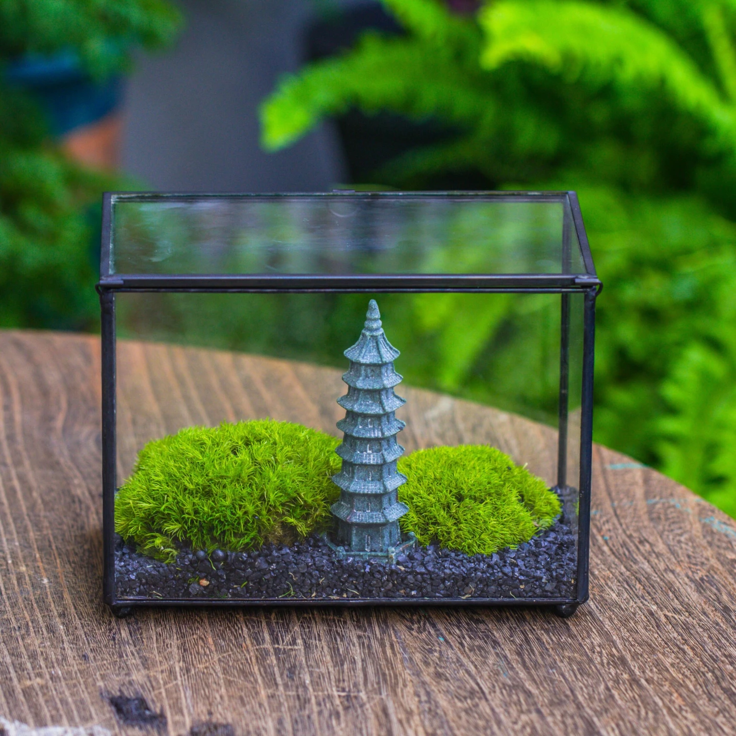 Preserved Moss Terrarium Miniature DIY Set, Japanese Zen Style, Preserved Leucobryum Moss And Pagoda, 17*10*12cm / 6.7 X 3.9 X 4.7" 2 Preserved Moss Terrarium Miniature DIY Set, Japanese Zen Style, Preserved Leucobryum Moss And Pagoda, 17*10*12cm / 6.7 X 3.9 X 4.7" - Image 2