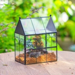NCYP Vintage House Shape Glass Geometric Terrarium, With Side Door, With Mesh Vent Holes For Small Insects Pet 22 NCYP Vintage House Shape Glass Geometric Terrarium, With Side Door, With Mesh Vent Holes For Small Insects Pet -Glass Plant Store IMG 7917 2
