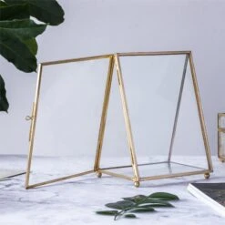 5x7" Brass Gold Tabletop Vintage Frame Geometric Ornament Plant Specimen Clip Modern Decor Card Holder 2-Folded Reception Engagement 12 5x7" Brass Gold Tabletop Vintage Frame Geometric Ornament Plant Specimen Clip Modern Decor Card Holder 2-Folded Reception Engagement -Glass Plant Store il fullxfull.2219051694 n4ki