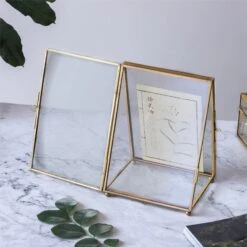 5x7" Brass Gold Tabletop Vintage Frame Geometric Ornament Plant Specimen Clip Modern Decor Card Holder 2-Folded Reception Engagement 10 5x7" Brass Gold Tabletop Vintage Frame Geometric Ornament Plant Specimen Clip Modern Decor Card Holder 2-Folded Reception Engagement -Glass Plant Store il fullxfull.2219051738 jkj3