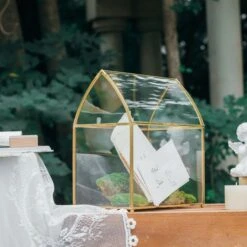 House Shape Arched Top Vintage Glass Card Box Terrarium, Handmade Brass For Wedding Receiption Wishwell Keepsake 19 House Shape Arched Top Vintage Glass Card Box Terrarium, Handmade Brass For Wedding Receiption Wishwell Keepsake -Glass Plant Store il fullxfull.3907550292 phyt