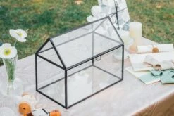 Geometric Glass Card Box Terrarium, Black, Handmade, House Shape,for Wedding Receiption, Wishwell, Keepsake Centerpiece -Glass Plant Store il fullxfull.4527308652 bpx8
